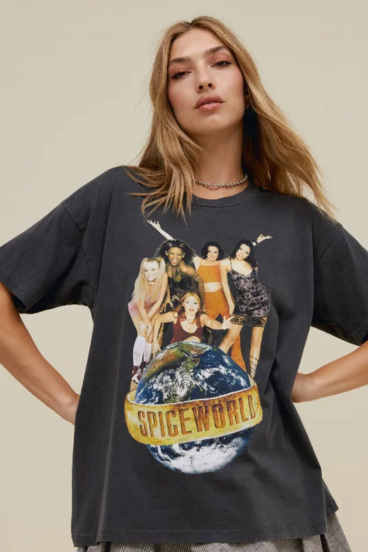 Men’s short-sleeve musk shirts-Spice Girls Spiceworld Merch Tee in Pigment Black