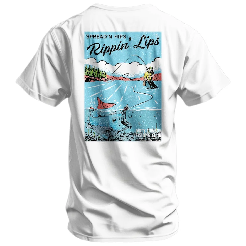 Men’s short-sleeve xtra tops-Spread'n Hips, Rippin' Lips Fishing Club Men's T-Shirt