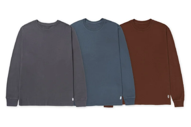 Men’s short-sleeve sift tees-Standard Long Sleeve Multi-Three Pack (Vintage Black, Slate, Tiramisu)