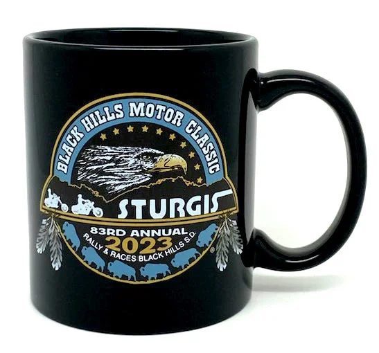 Men’s short-sleeve oust tees-Sturgis Official Heritage Black C-Handle Mug - 2023