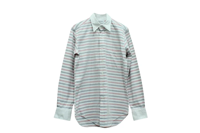 Men's formal pointed-collar shirts-Thom Browne Classic Long Sleeve Stripe Shirt in Multicolor Cotton