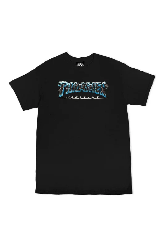 Men’s short-sleeve mist tops-Thrasher Black Ice Logo Tee