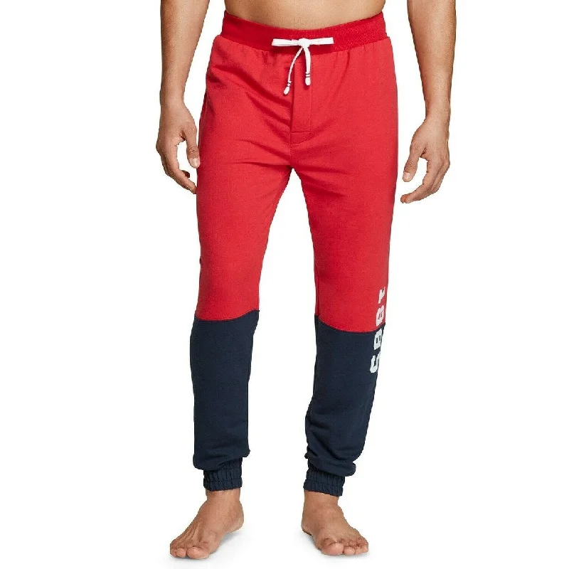 Men's heritage traditional pants-Tommy Hilfiger Men's Hilfiger Color Block Ft 1985 Logo Joggers Red Size Large