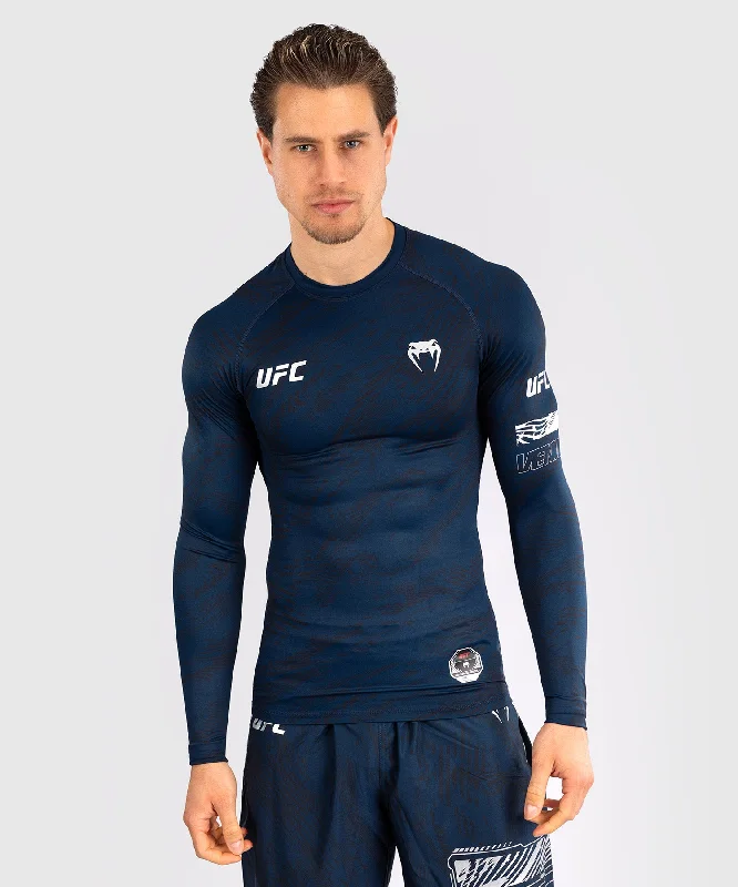 Men’s short-sleeve glum shirts-UFC Fusion by Venum Fight Week Men’s Performance Long Sleeve Rashguard - Oceanic Blue