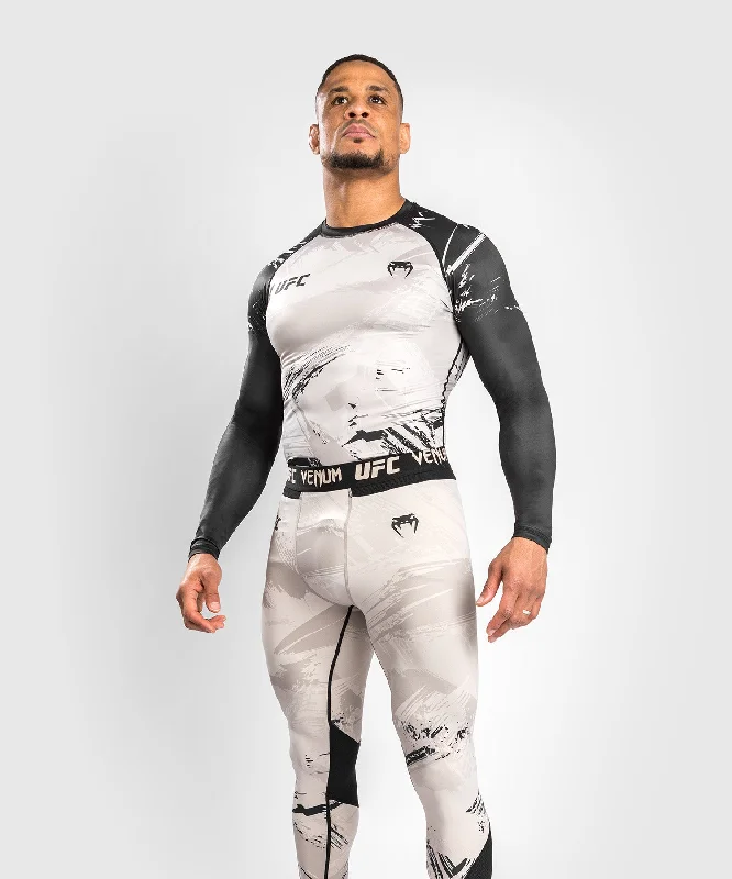 Men’s short-sleeve essential tees-UFC Venum Authentic Fight Week 2.0 Men’s Performance Long Sleeve Rash Guard - Sand/Black