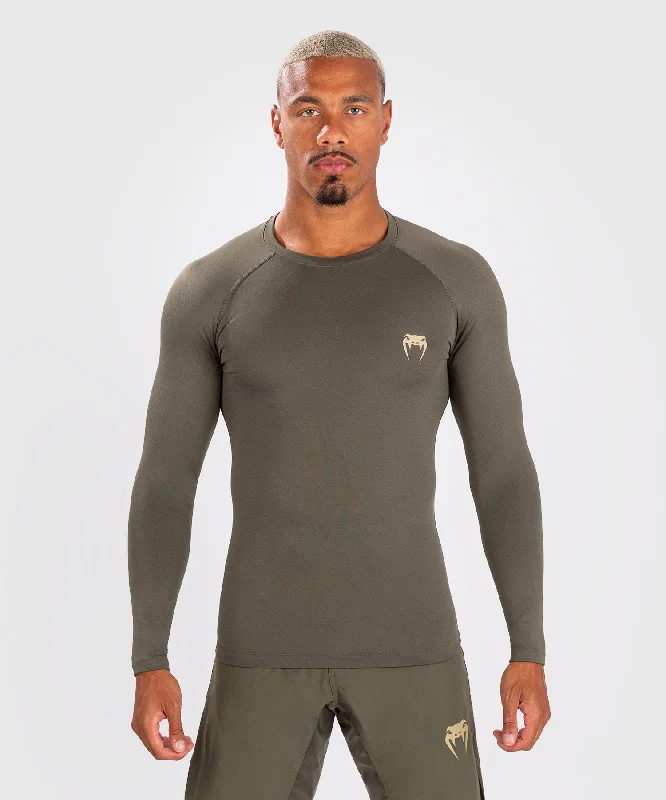 Men’s short-sleeve relaxed polos-Venum Contender Men’s Long Sleeve Rashguard - Khaki