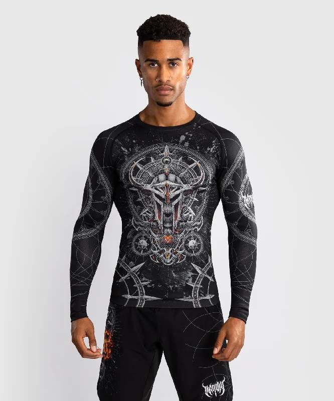 Men’s short-sleeve vent polos-Venum Gladiator 5.0 Men's Long Sleeve Rashguard - Black/Silver