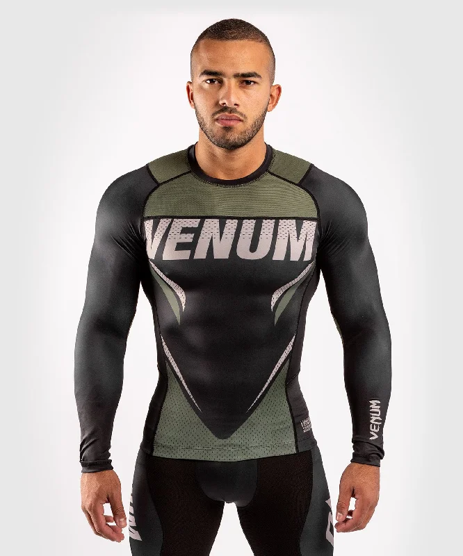 Men’s short-sleeve opal polos-Venum ONE FC Impact Rashguard - long sleeves - Black/Khaki