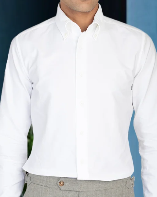 Men's luxury embossed shirts-Warzone White Oxford Shirt