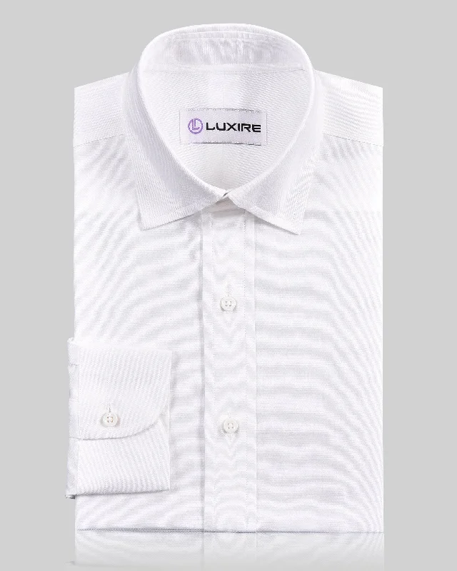 Men's trendy sheer shirts-EZS White Pinpoint Oxford Shirt