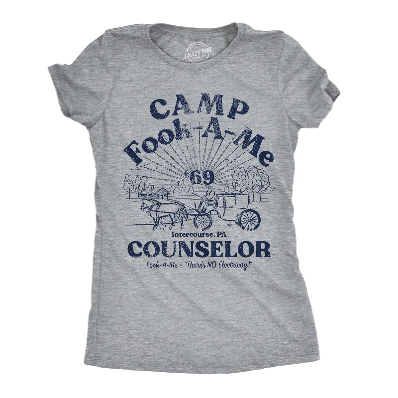 Men’s short-sleeve camo tees-Womens Funny T Shirts Camp Fook A Me Sarcastic Adult Tee For Ladies