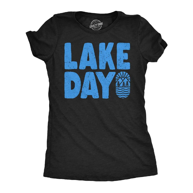 Men’s short-sleeve fizz polos-Womens Funny T Shirts Lake Day Awesome Summer Vacation Graphic Tee For Ladies