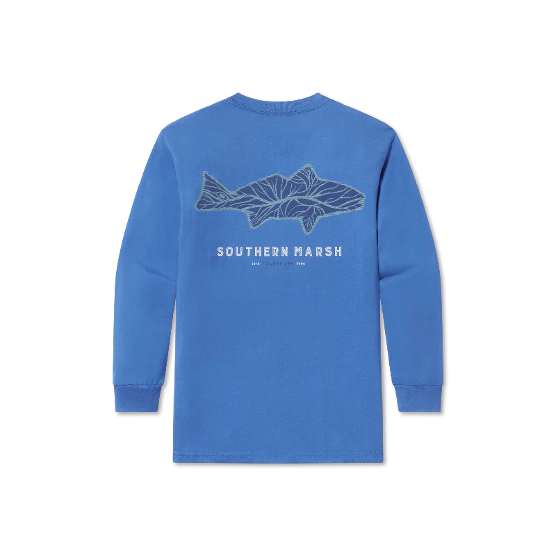 Men’s short-sleeve luxe tees-Youth Delta Fish Tee - Long Sleeve