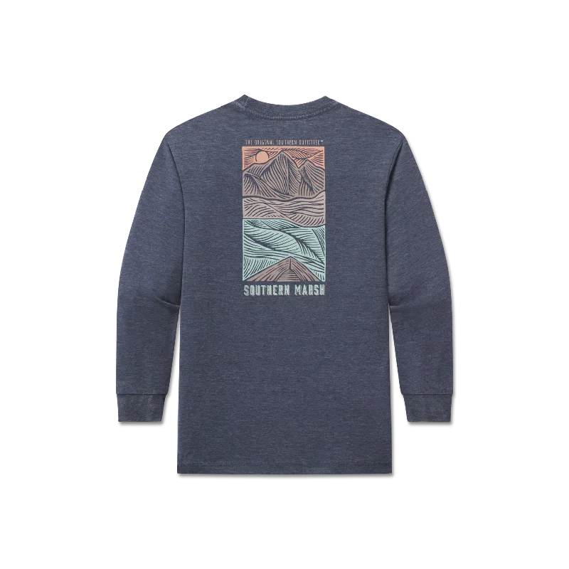 Men’s short-sleeve nook tops-Youth SEAWASH™ Tee - Woodcut Canoe - Long Sleeve