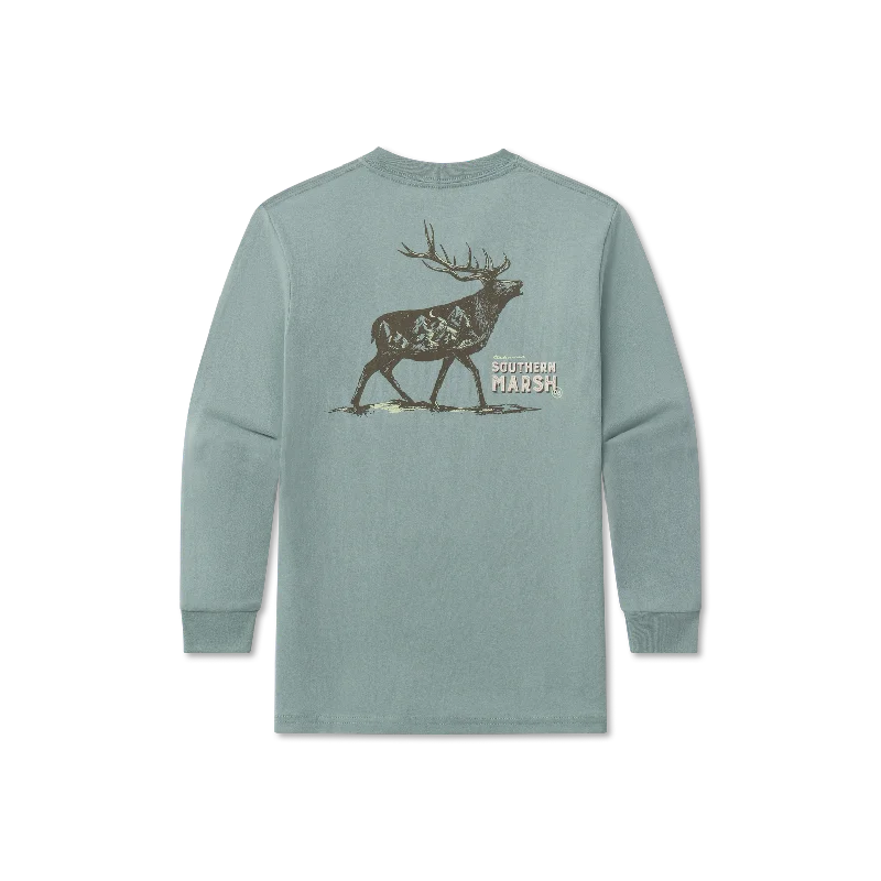 Men’s short-sleeve crux tops-Youth Starry Silhouette Tee - Elk - Long Sleeve