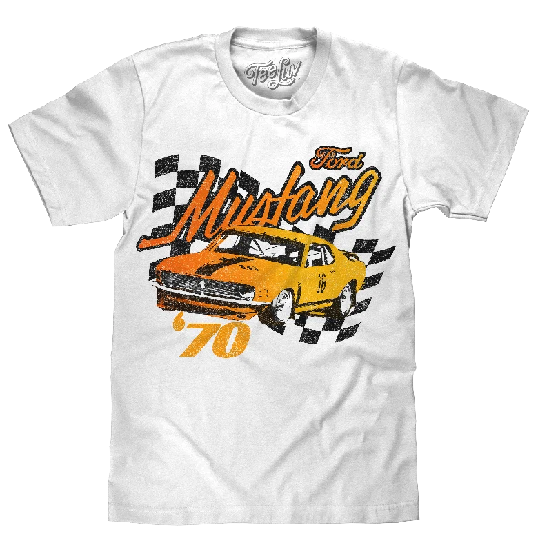 Men’s short-sleeve nook tops-1970 Ford Mustang T-Shirt - White