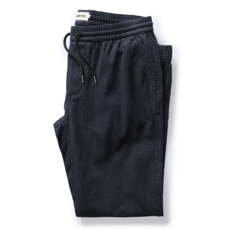 Men's ornate embroidered pants-The Apres Pant in Navy Twist Jaspe Twill