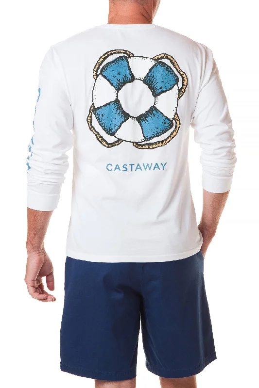 Men’s short-sleeve lilt polos-Beach Tee Long Sleeve White Castaway