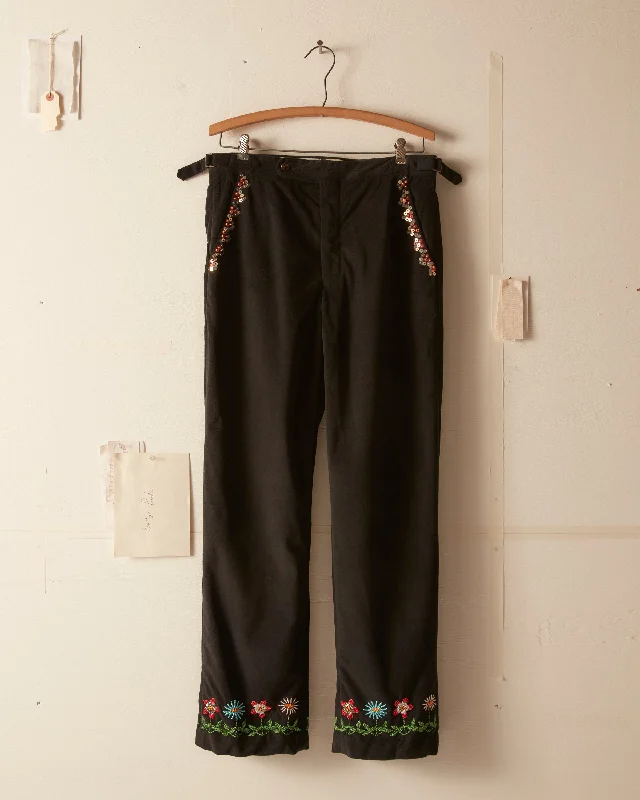 Men's cozy flannel pants-Beaded Garden Vine Trousers