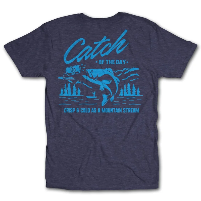 Men’s short-sleeve abstract tees-Busch White Catch of the Day Tee