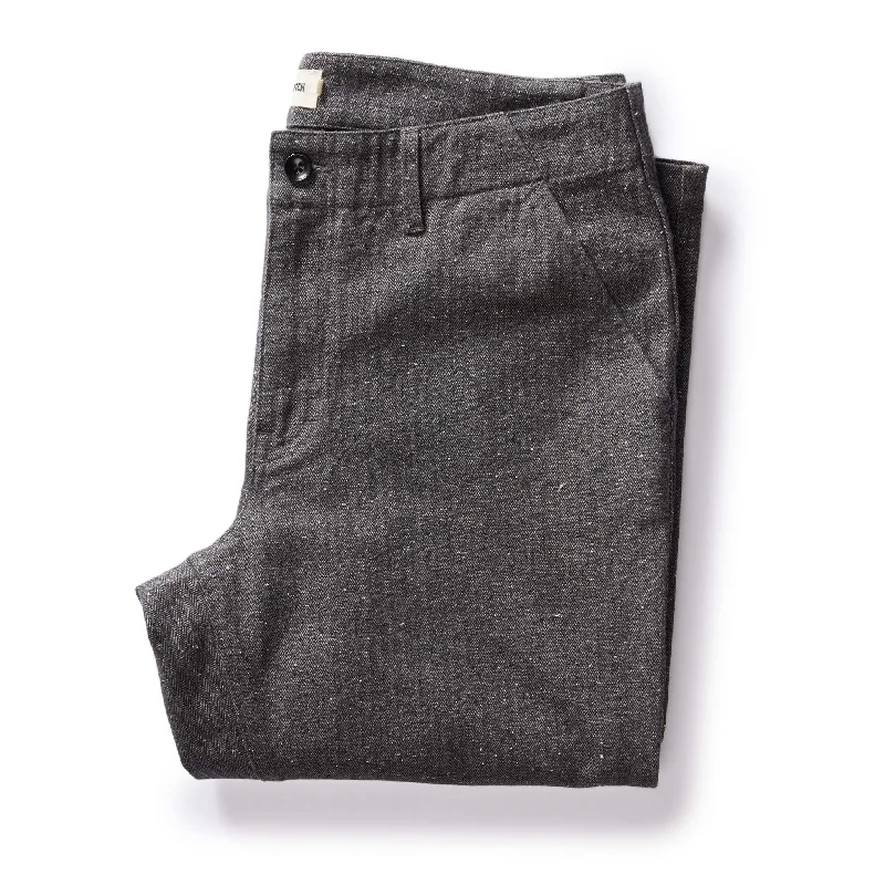 Men's light casual linen pants-The Carnegie Pant in Granite Herringbone