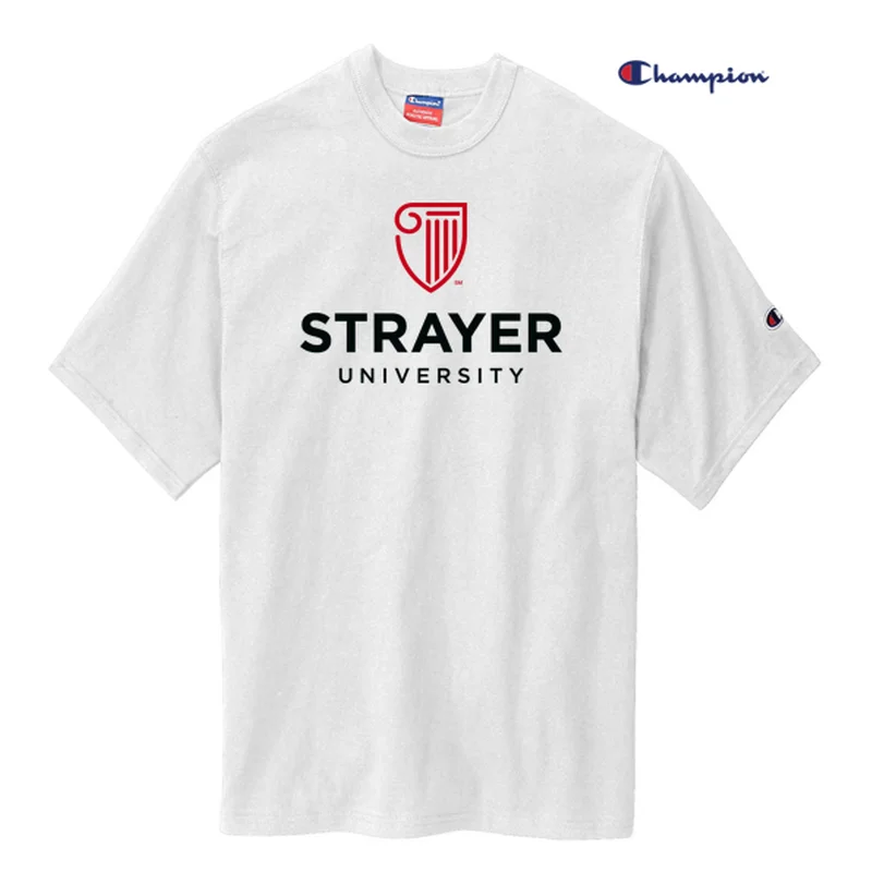 Men’s short-sleeve varsity shirts-NEW STRAYER Champion ® Heritage 7-Oz. Jersey Tee-White