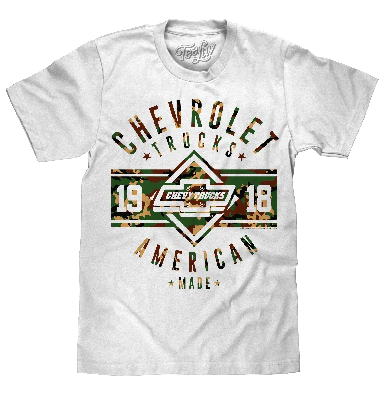 Men’s short-sleeve geometric shirts-Chevrolet Trucks Since 1918 T-Shirt - White