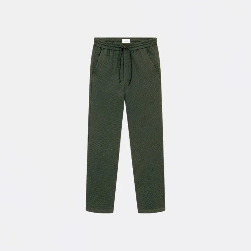 Men's comfy stretch denim pants-Como Tapered Drawstring Structure Pants (Forest Green)