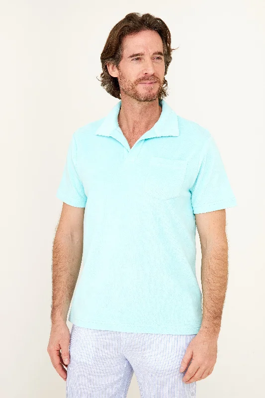 Men’s short-sleeve vibrant tops-Terry Polo - Sea Green