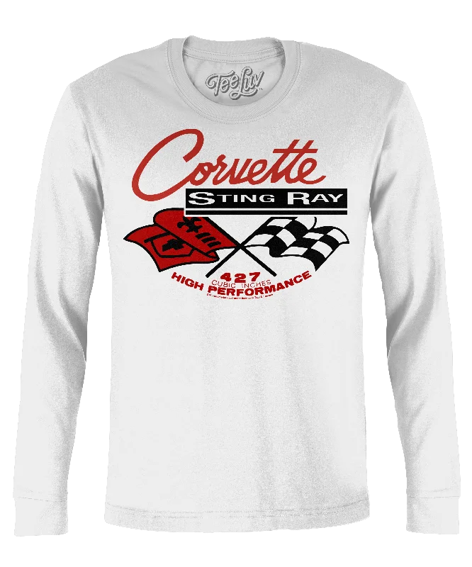 Men’s short-sleeve eave tees-Corvette Stingray Long Sleeve T-Shirt - White