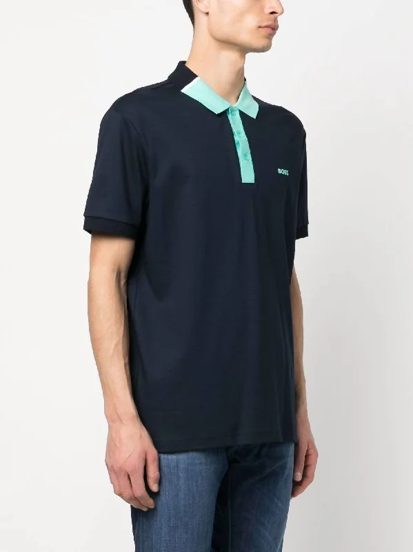 Men’s short-sleeve zing polos-Cotton Polo Short Sleeve T-Shirt In Navy Blue