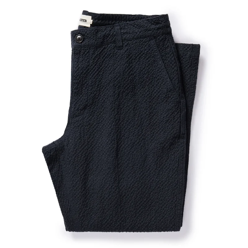 Men's rugged tactical work pants-The Easy Pant in Heather Navy Seersucker