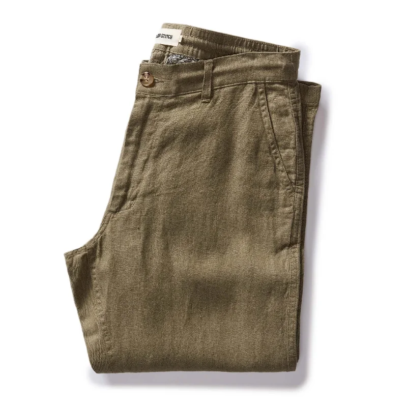 Men's trendy ankle pants-The Easy Pant in Olive Linen