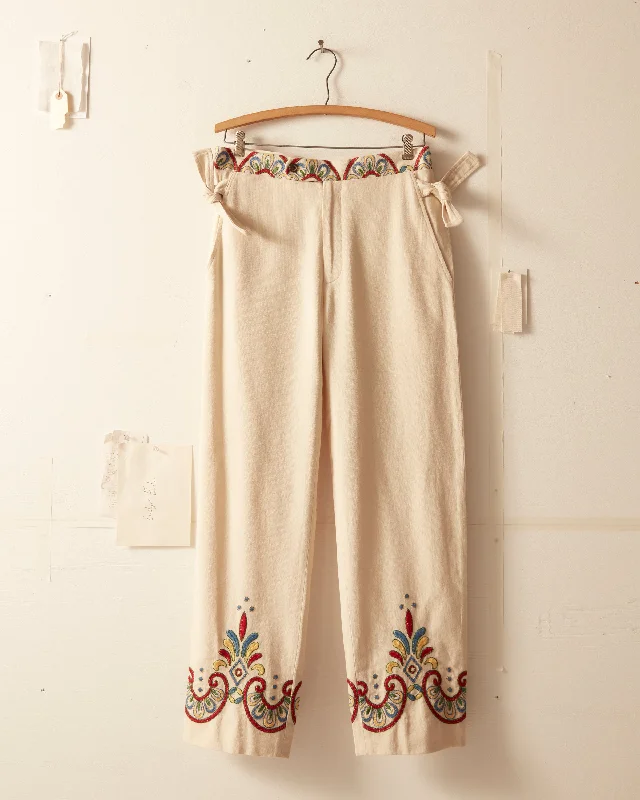 Men's elevated high-rise pants-Embroidered Carnival Trousers