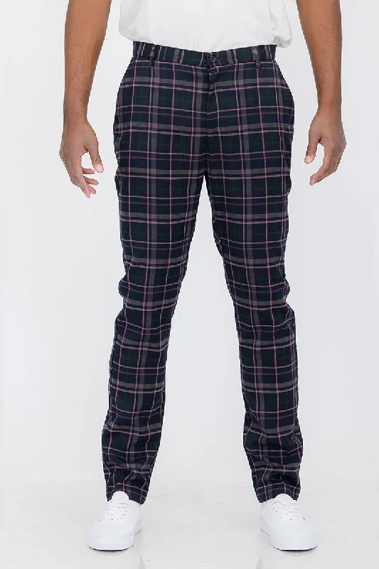 Men's sleek ponte pants-Finn Plaid Trousers