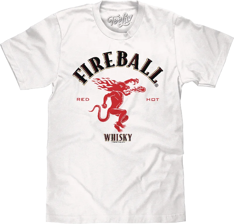 Men’s short-sleeve etch shirts-Fireball Whisky Dragon Logo T-Shirt - White