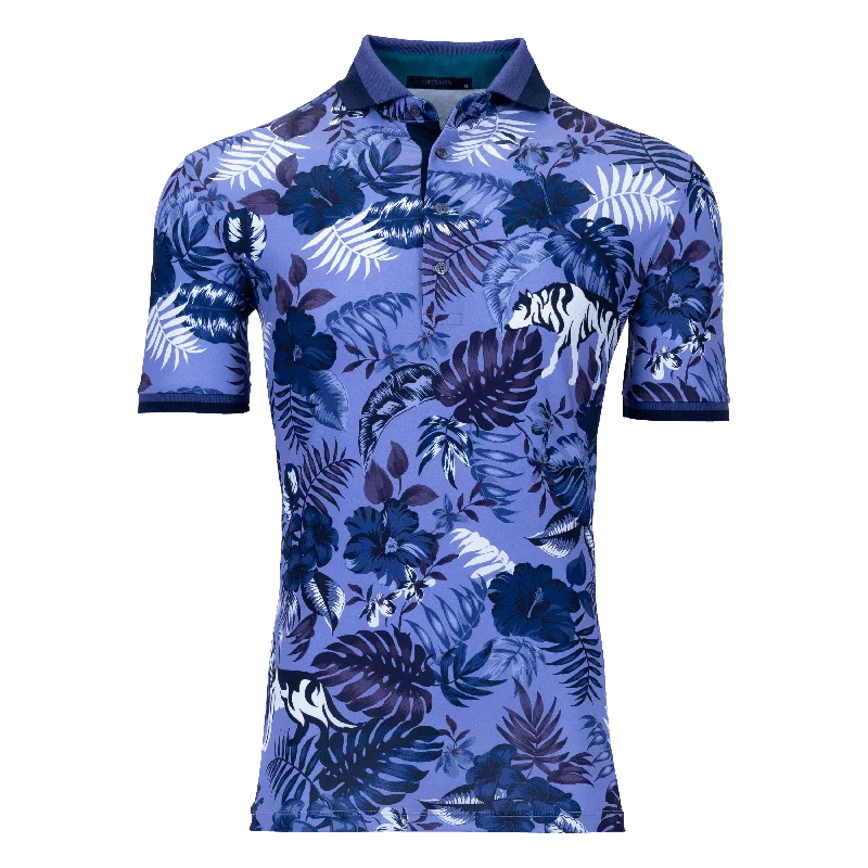 Men’s short-sleeve peak polos-Floral Wolf Jungle Polo