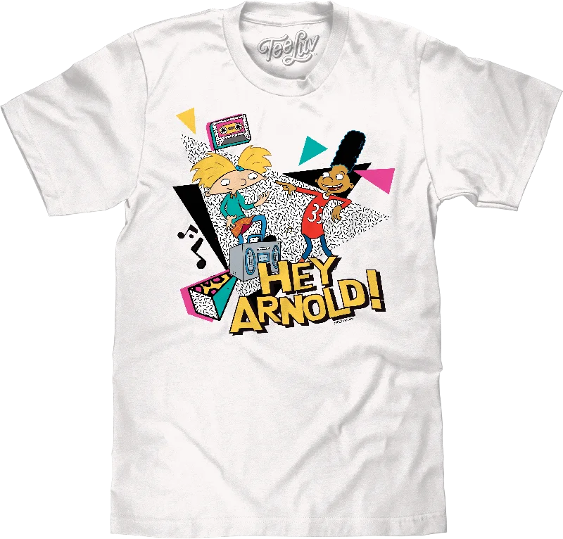 Men’s short-sleeve clad shirts-Hey Arnold! Retro T-Shirt - White