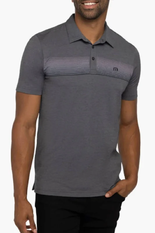 Men’s short-sleeve kohl tops-Horchata Stripe Piqué Polo In Heather Dark Grey