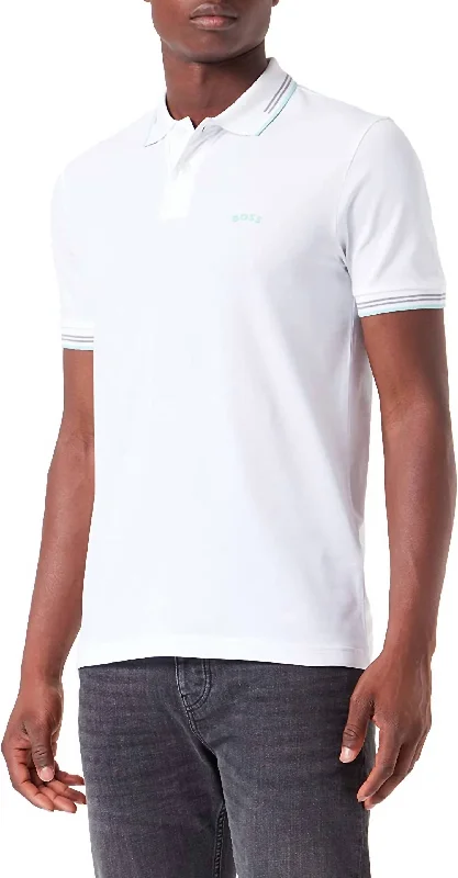 Men’s short-sleeve toff tops-Leisure Jersey Paul Curved Polo In White