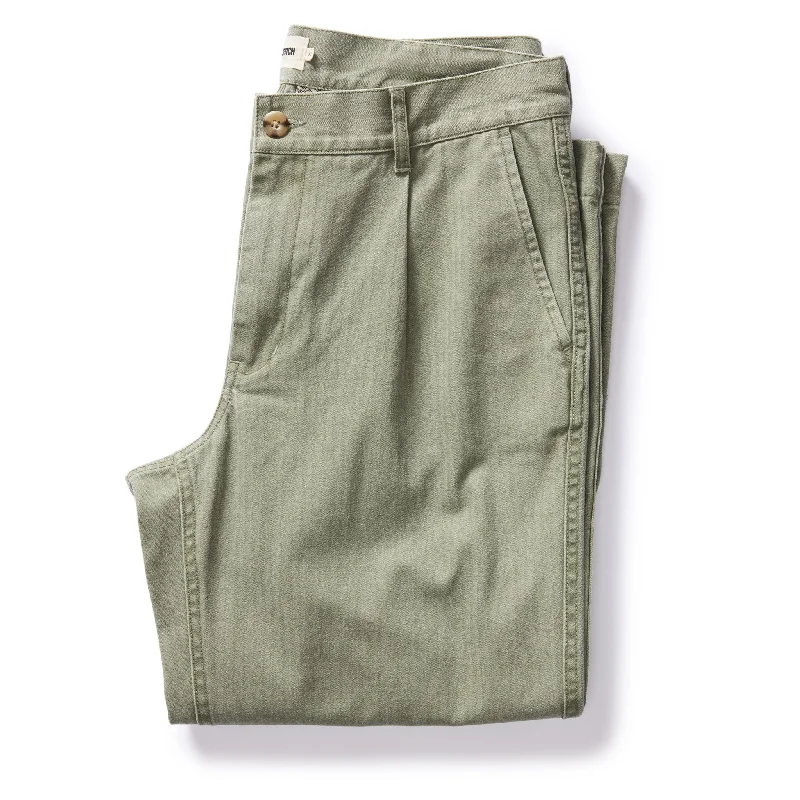 Men's roomy plus-size pants-The Matlow Pant in Dried Sage Pigment Herringbone