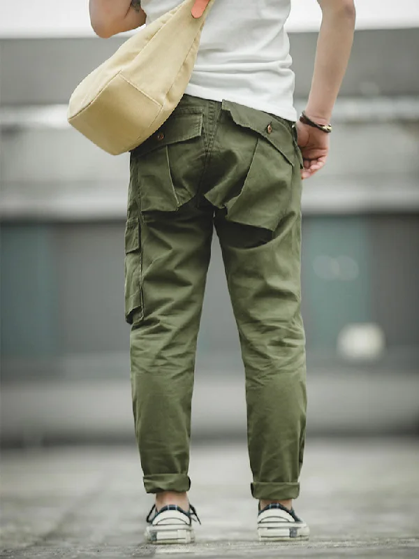 Men's clean white denim pants-Men's Cargo Pants with Unique Asymmetrical Pockets