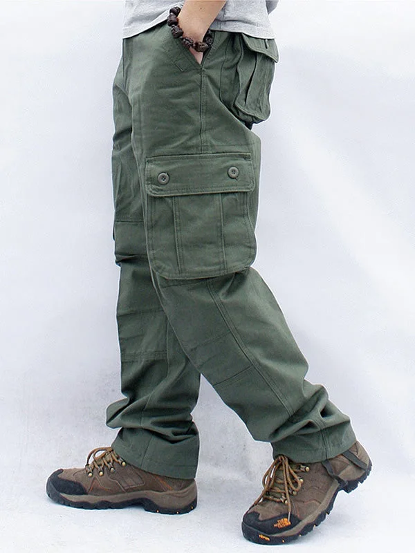 Men's adaptable convertible pants-Men's Casual 6 Pockets Straight Cargo Pants