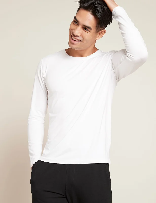 Men’s short-sleeve glum shirts-Men's Long Sleeve Crew Neck T-Shirt - White