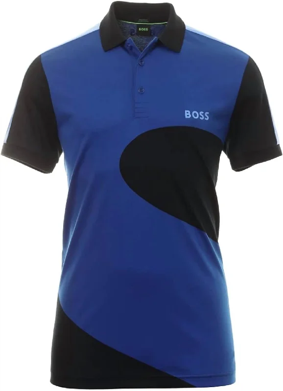 Men’s short-sleeve clod tees-Men's Paddy 8 Geometric Print Short Sleeve Polo In Blue