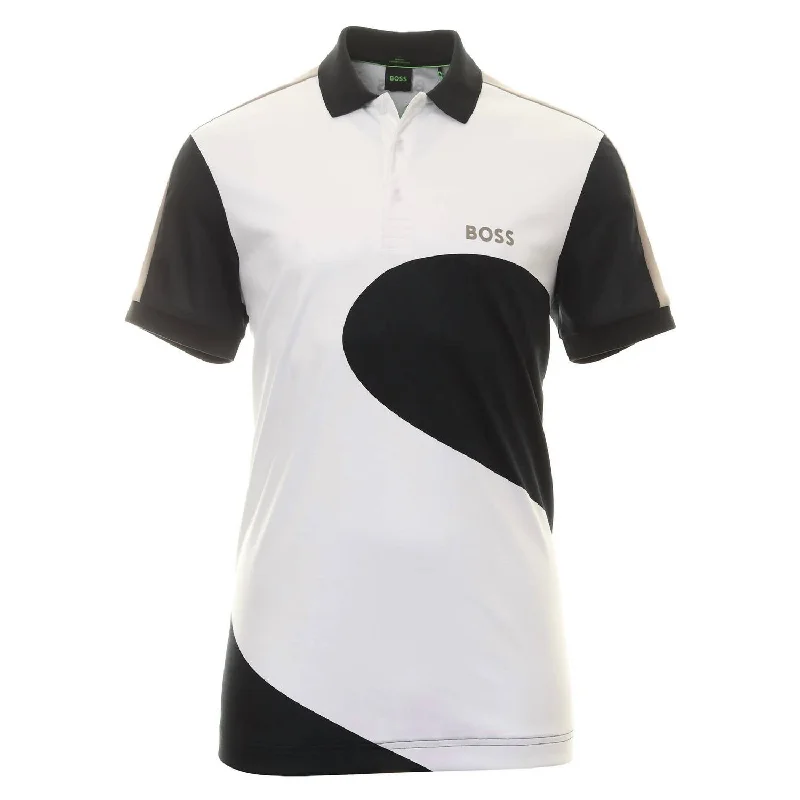 Men’s short-sleeve etch shirts-Men's Paddy 8 Geometric Print Short Sleeve Polo In White/black