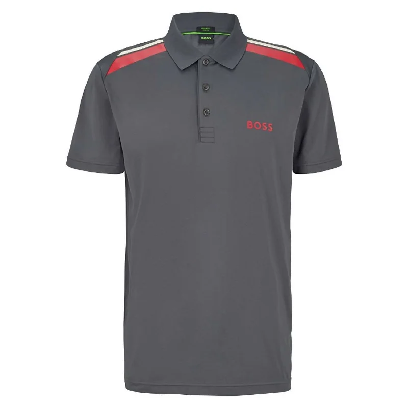 Men’s short-sleeve wisp shirts-Men's Paddy Tech Polyester Stretch Polo In Gray