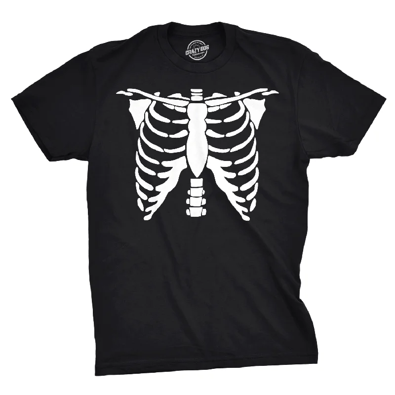 Men’s short-sleeve ultra-soft shirts-White Skeleton Rib Cage Men's Tshirt