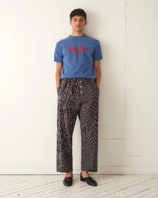 Men's tight slim corduroy pants-Midnight Grid Pajama Pant