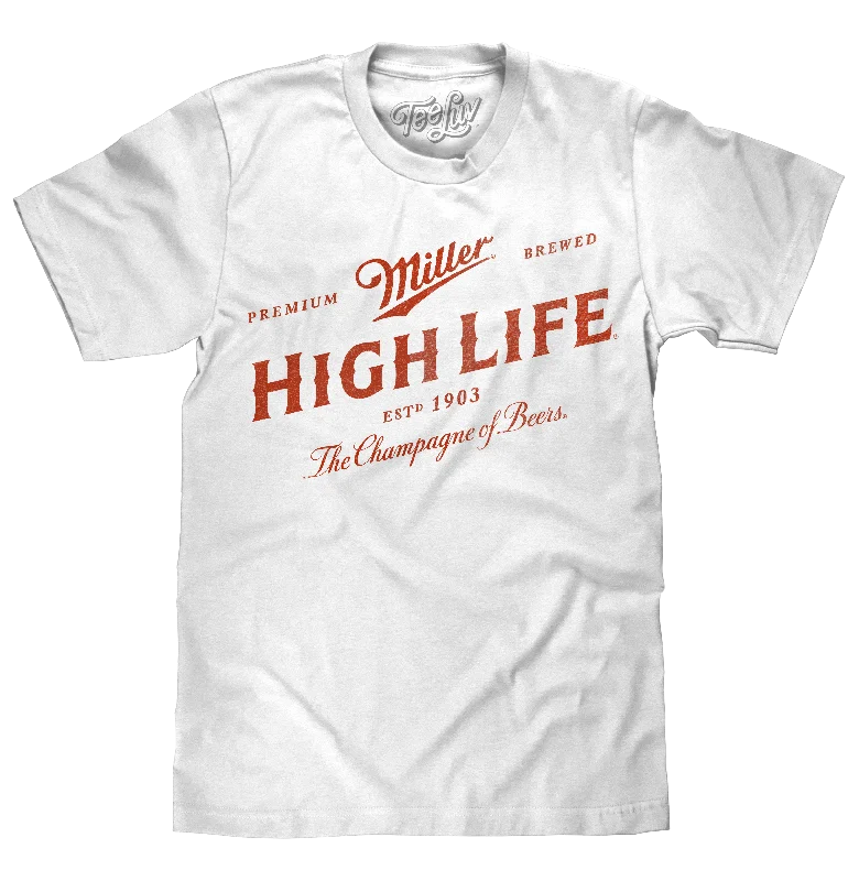 Men’s short-sleeve keel tees-Miller High Life Beer T-Shirt - White